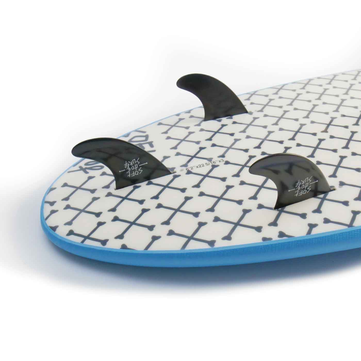 softdogsurf grate dane 6'2 soft top surf board futures thruster fins